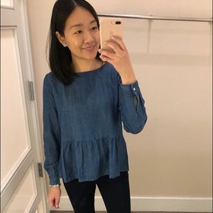 LOFT Chambray button back peplum top